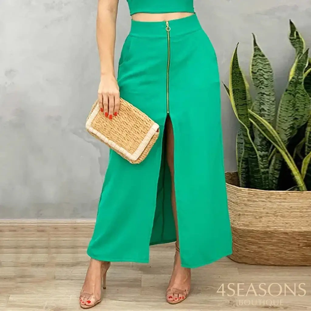 Wefads Two Piece Set Women Summer Chic Solid Sleeveless Suspender Square Neck Nipped Waist Top A