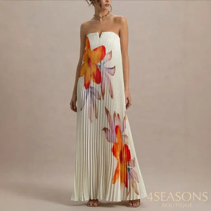 Long Heavy Embroidery Loose Women’s Dress Printed Wrap Chest Cross-Border Independent Station Skirt Ankle-Length